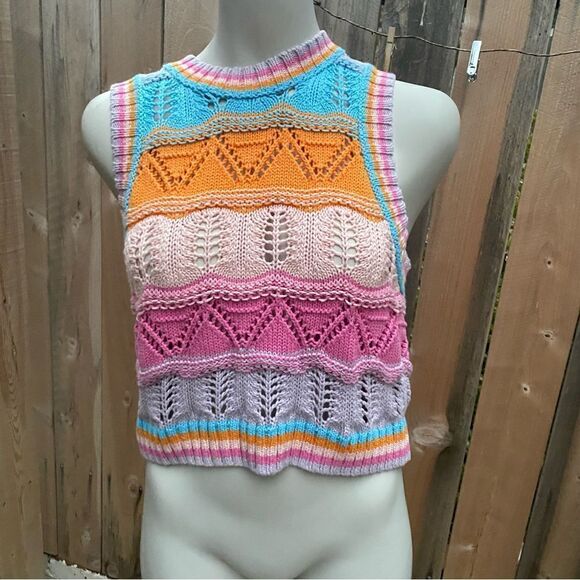 ZARA CROCHET KNIT TOP MULTICOLORED size small - Picture 6 of 6